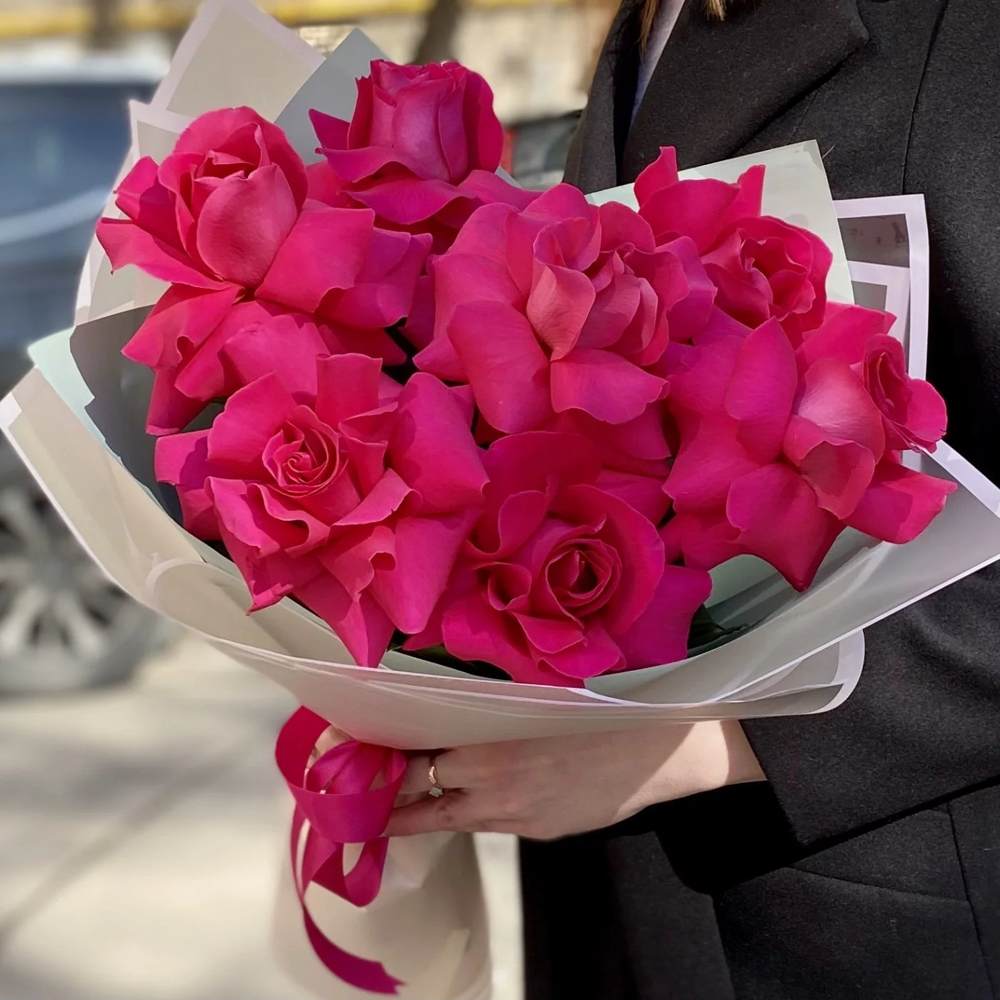 Французская малиновая роза 7 шт.