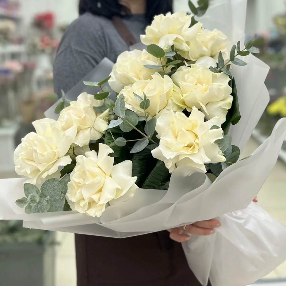 Французская белая роза 9 шт.