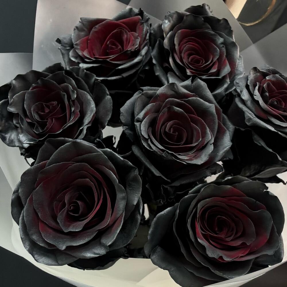Букет из 7 чёрных роз