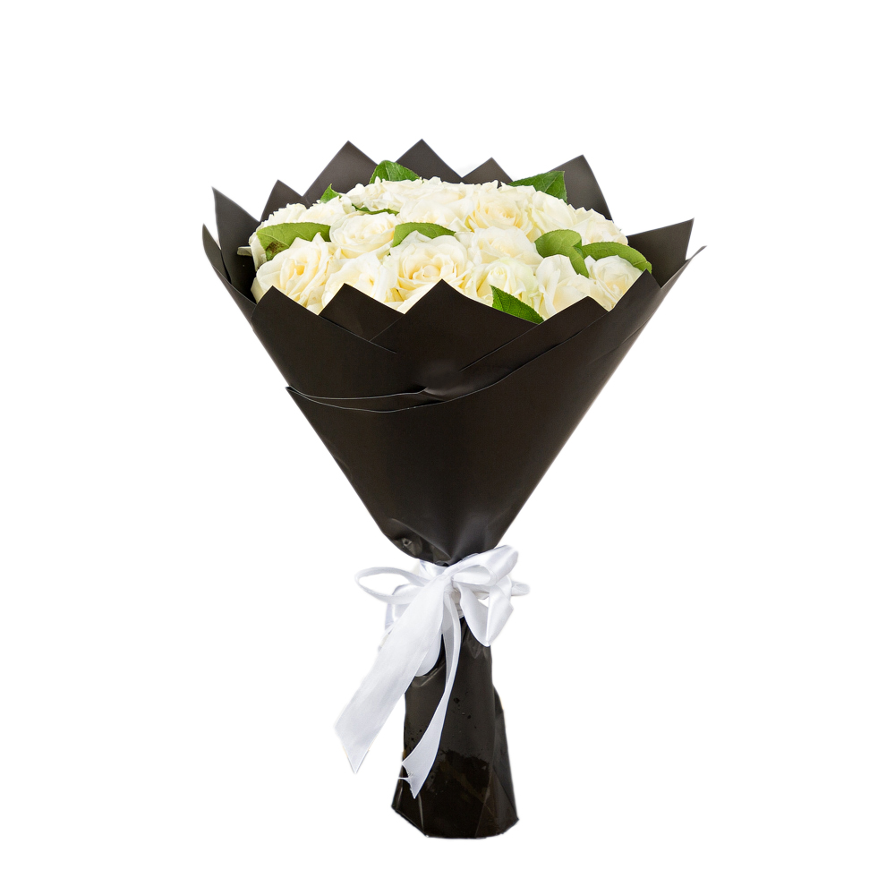 25 белых роз 50 см