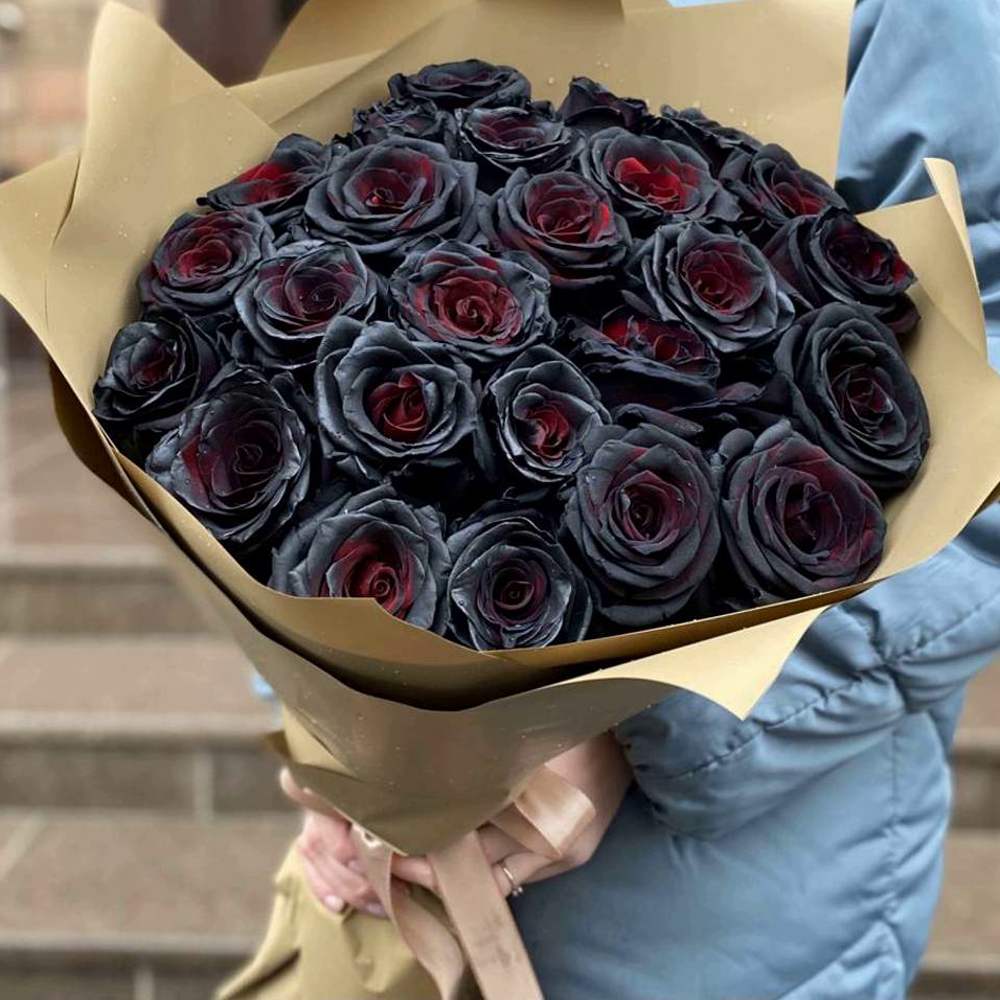 Букет из 25 черных роз