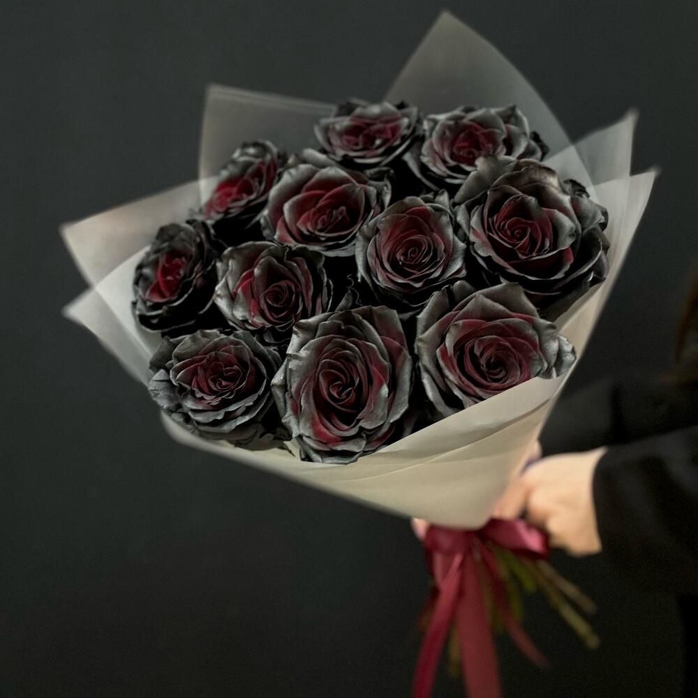 Букет из 11 чёрных роз Premium