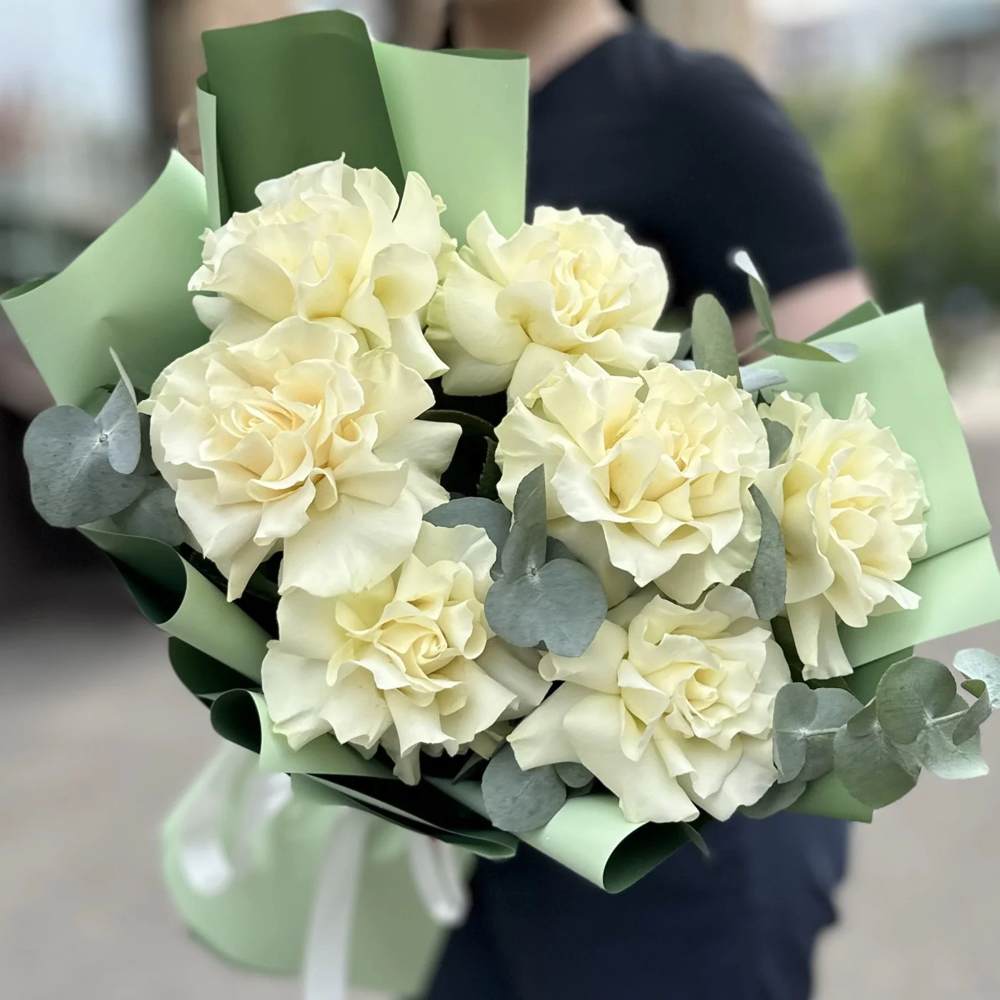 Французская белая роза 7 шт.