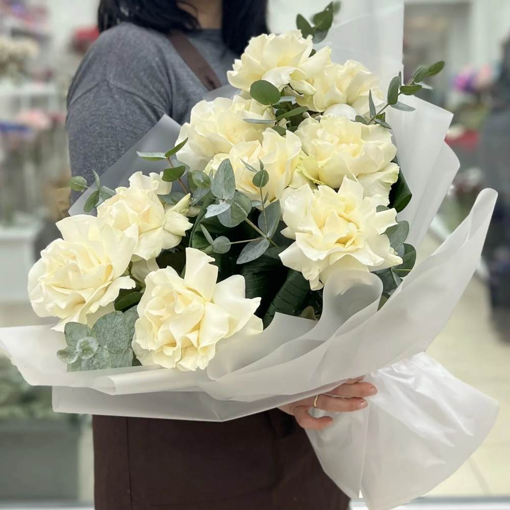 Французская белая роза 9 шт.