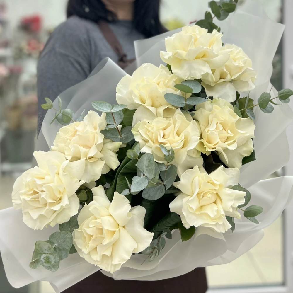 Французская белая роза 9 шт.