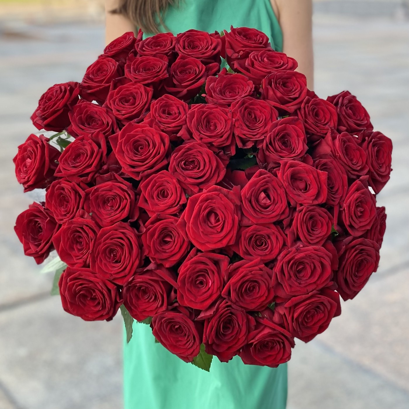 51 красная роза Premium 60 см