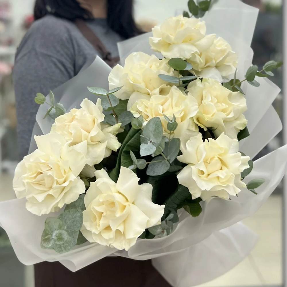 Французская белая роза 9 шт.