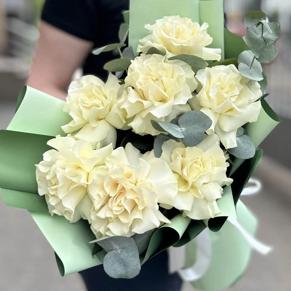 Французская белая роза 7 шт.