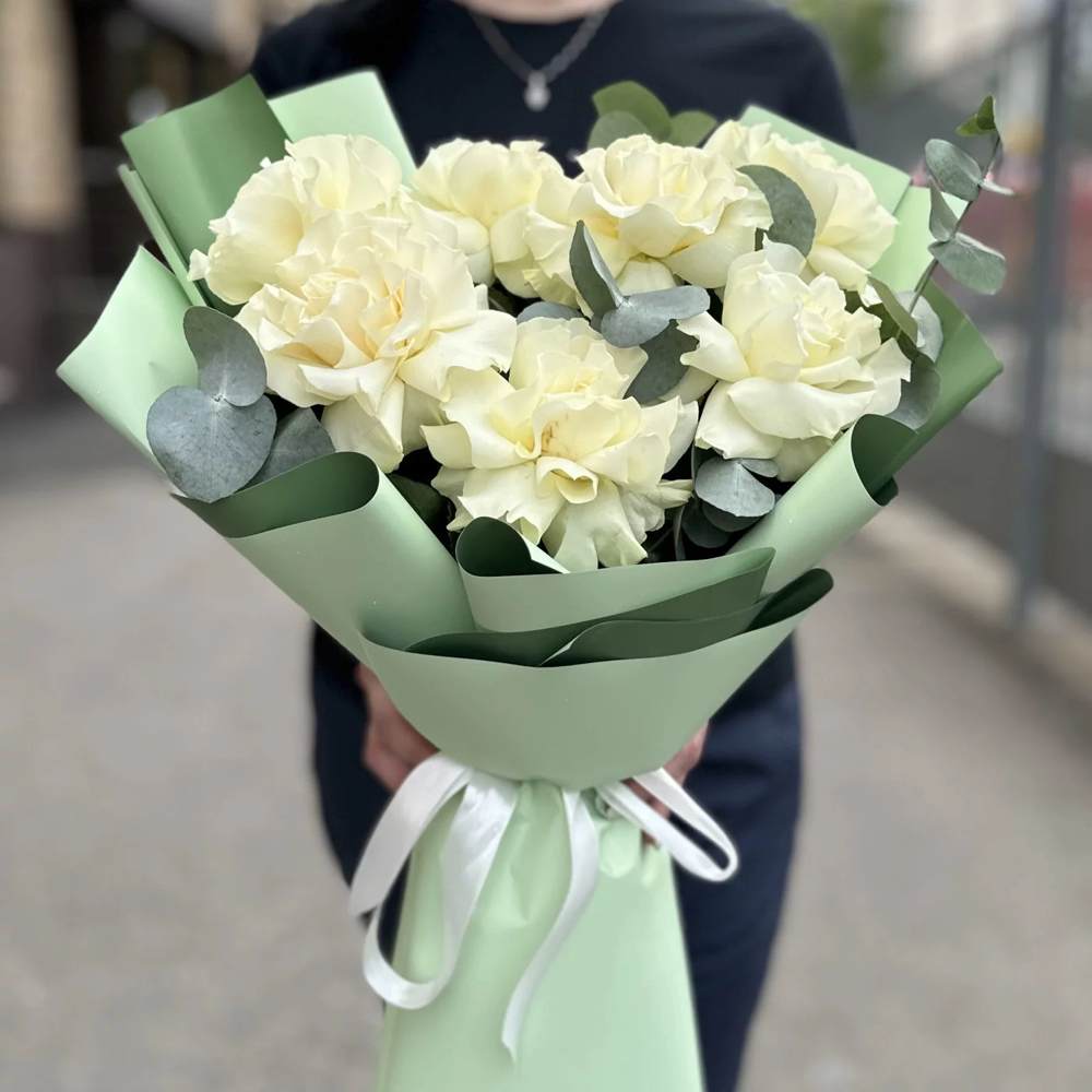 Французская белая роза 7 шт.