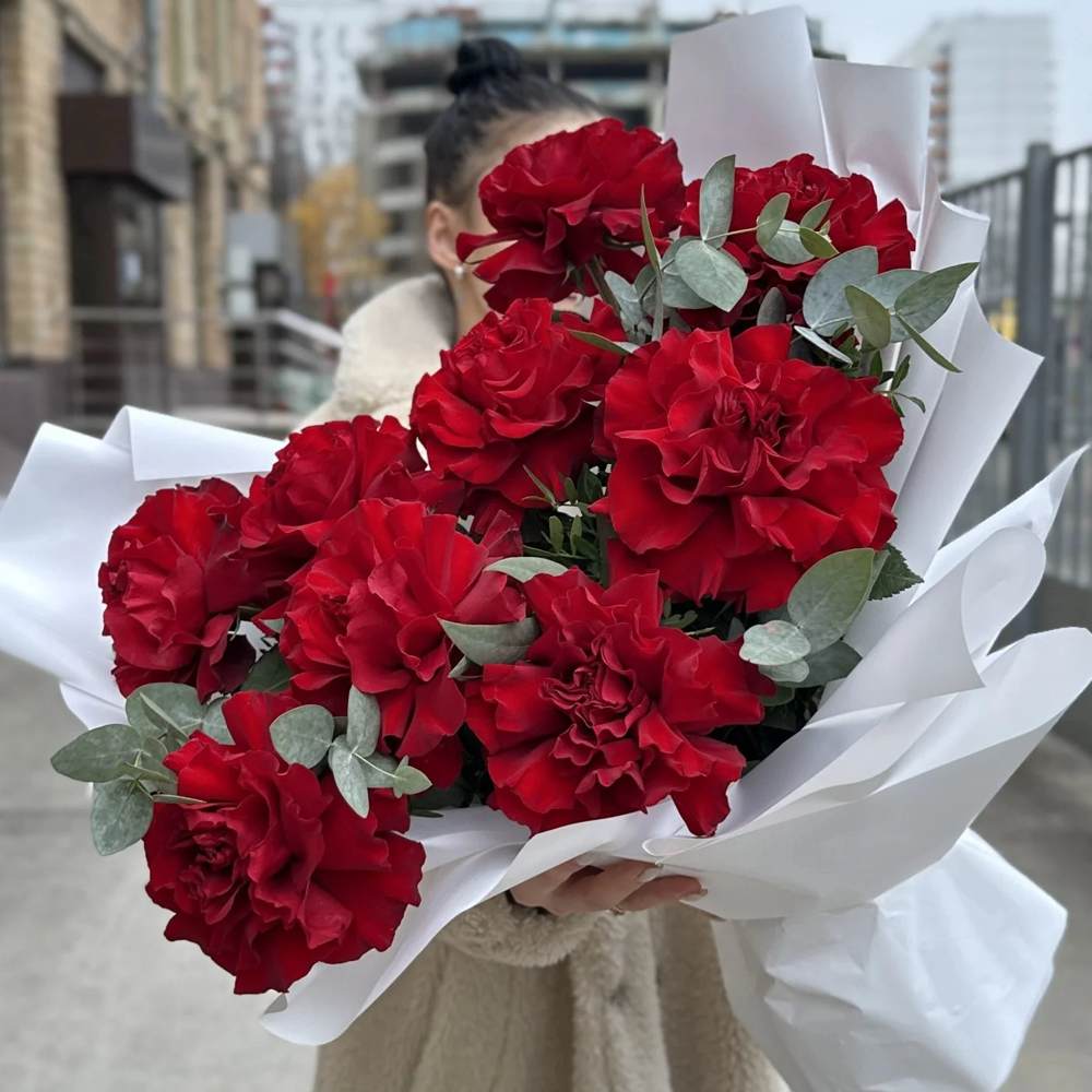 Французская красная роза 9 шт.