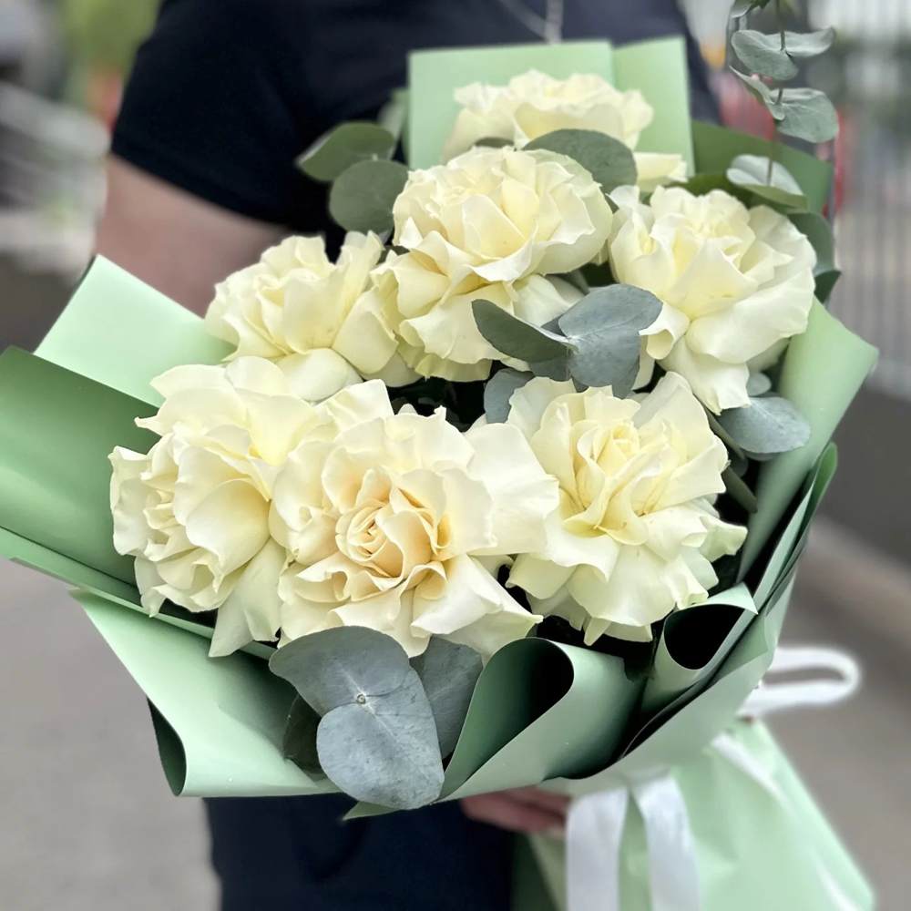 Французская белая роза 7 шт.