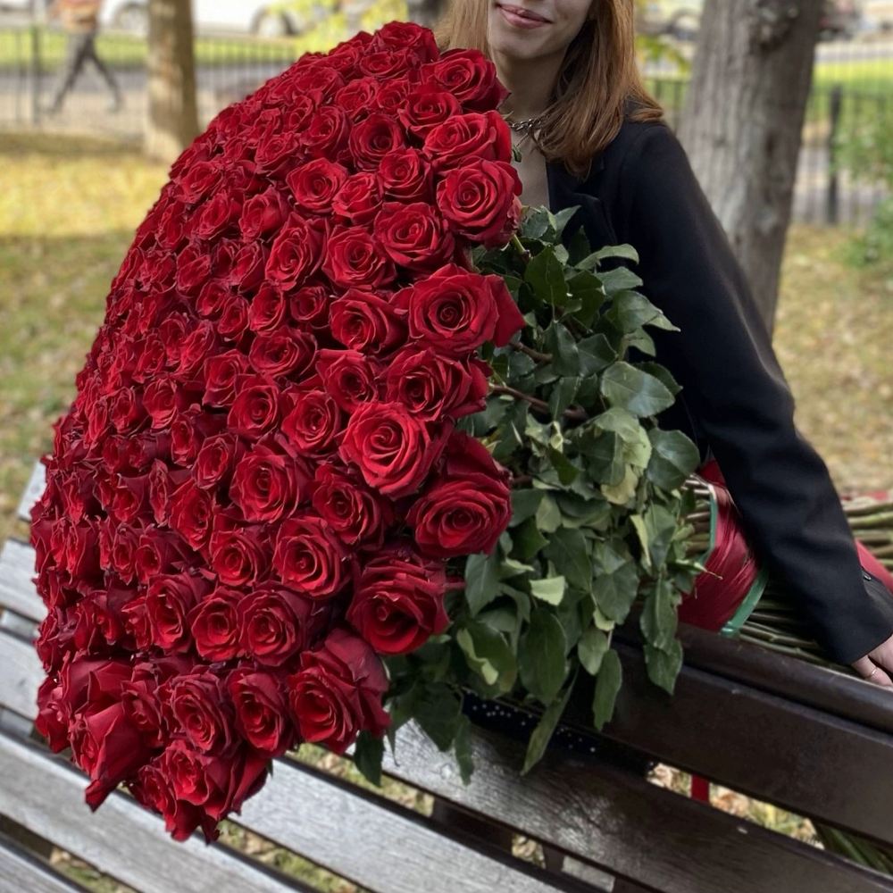 201 красная роза Premium Эквадор 100 см.