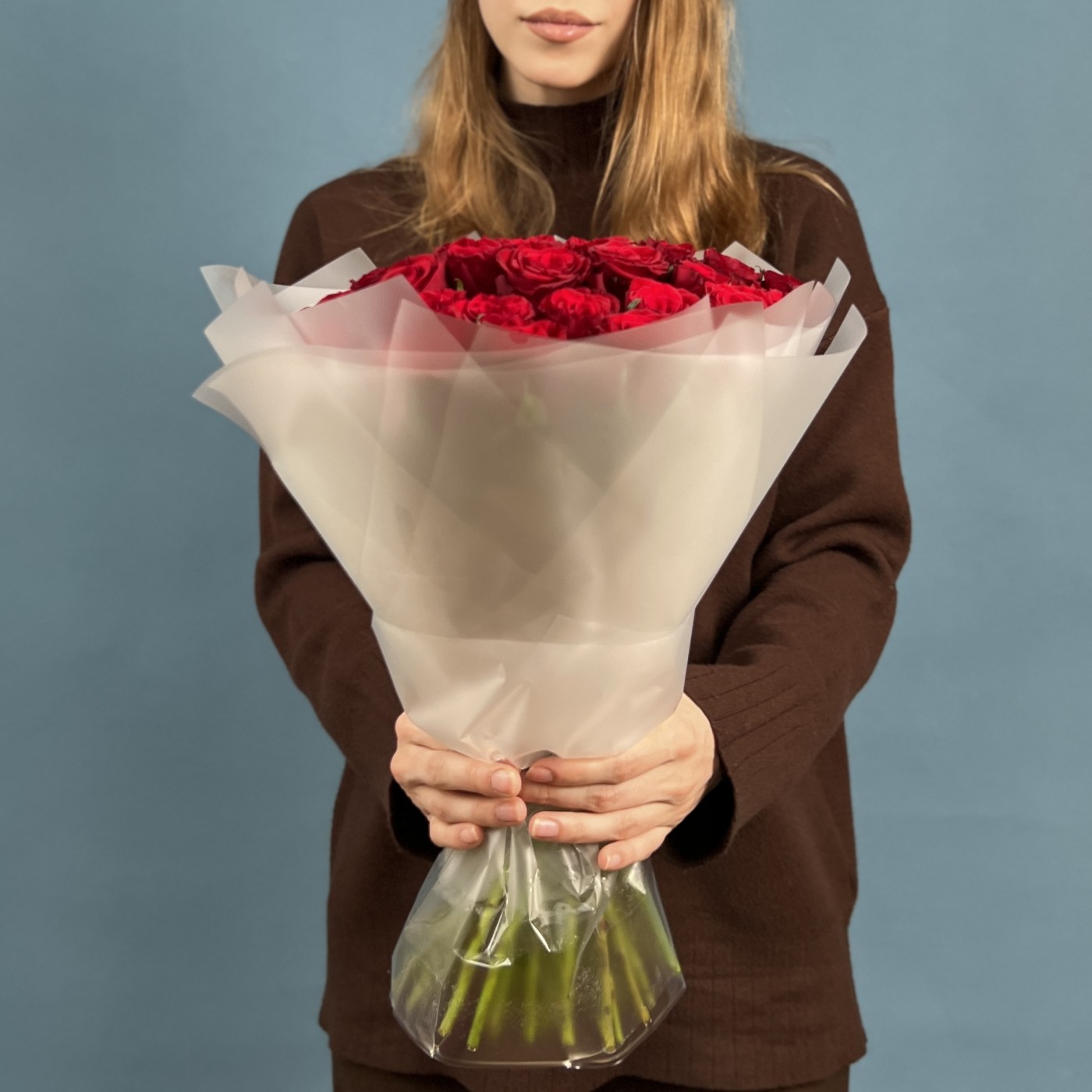 35 красных роз 40 см