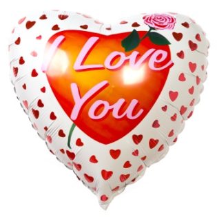 Фольгированный шар Сердце I Love you с рисунком сердечки