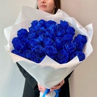 Букет из 35 синих роз Оригинал Эквадор