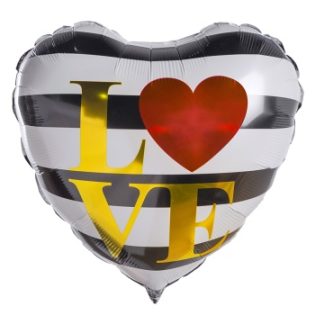 Фольгированное сердце полосатое Love
