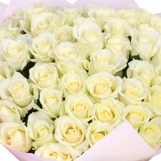 Букет из 51 белой розы 50 см