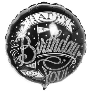 Воздушный шар черный Happy Birthday
