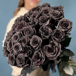 Букет из 35 чёрных роз Premium