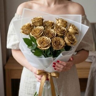 Букет из 11 золотых роз Premium