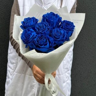 Букет из 7 синих роз Оригинал Эквадор