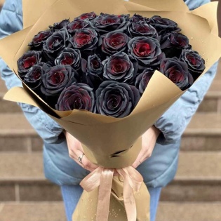 Букет из 25 чёрных роз Premium